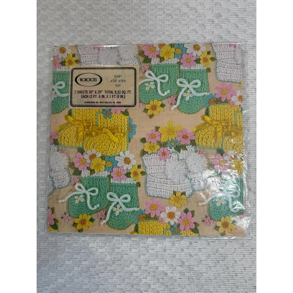 Vintage Wrapping Paper Lot - retro Baby, Small Child, Baby Shower
